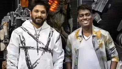 Allu Arjun AA22 x A6 first look poster with dark cinematic theme