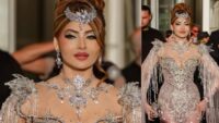 Urvashi Rautela in silver cape ensemble at Cannes 2026 red carpet
