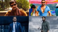 Ajay Devgn montage featuring iconic Bollywood films from his career