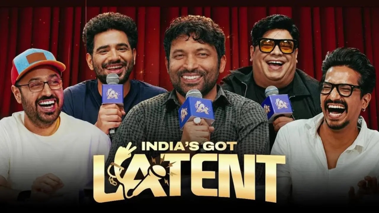 Samay Raina with Kiku Sharda, Chandan Prabhakar and Haarsh Limbachiyaa on India's Got Latent Season 2