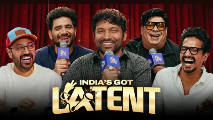 Samay Raina with Kiku Sharda, Chandan Prabhakar and Haarsh Limbachiyaa on India's Got Latent Season 2