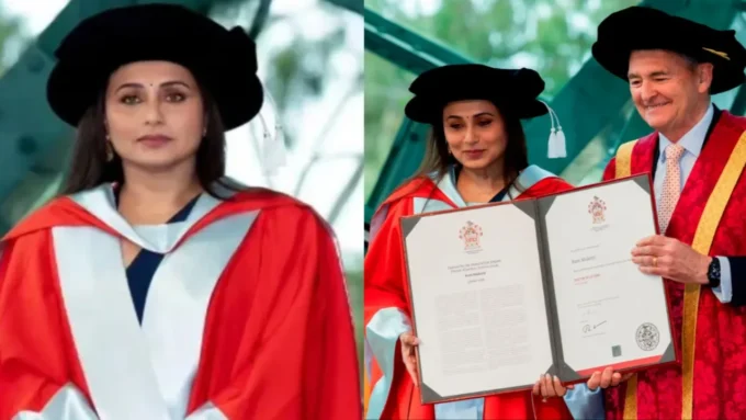 Rani Mukerji receives an Honorary Doctor of Letters from La Trobe University for her contribution to Indian cinema and humanitarian causes.