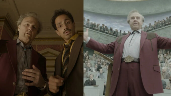 Tom Cruise and Riz Ahmed in Digger, Alejandro González Iñárritu’s climate satire about an eccentric oil billionaire and an environmental catastrophe.