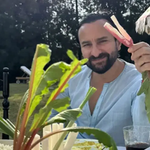 Saif Ali Khan enjoys a farm-to-table meal with fresh vegetables and shares a relaxed poolside moment in his latest Instagram post.